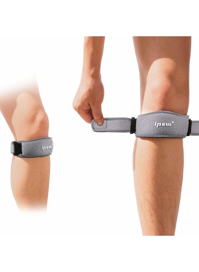 IPOW 2 Pack Thickened Pad & Wide Patella Knee Strap, Pain Relief Patellar Tendon Support, Adjustable Brace Band for Basketball, Running, Jumpers Knee, Volleyball, Tendonitis, Arthritis - Image 1