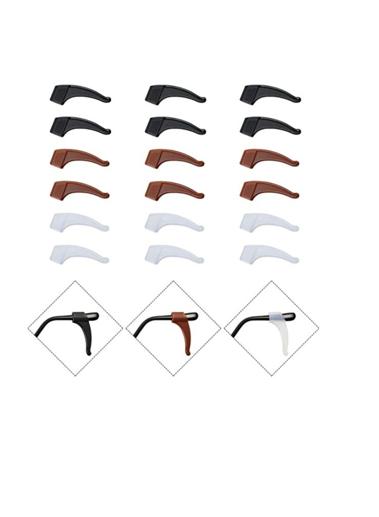 SOLARAE Eyeglasses Retainers for Glasses and Sunglasses, Temple Holders Anti Slip Protectors, Comfort Eyewear Spectacle Stay Put Glasses 3 Variety Designs 9 Pairs Black, Clear, Brown - Image 1