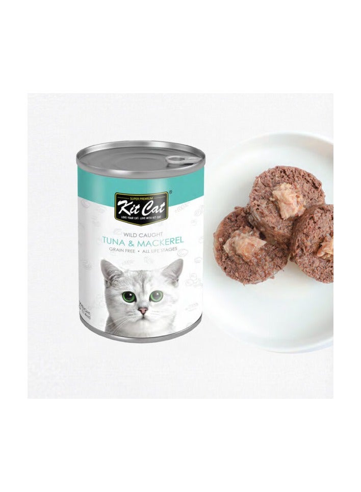كيت كات طعام قطط معلب من التونة البرية والماكريل للقطط من كيت كات، 400 غرام × 5 قطع - Image 1