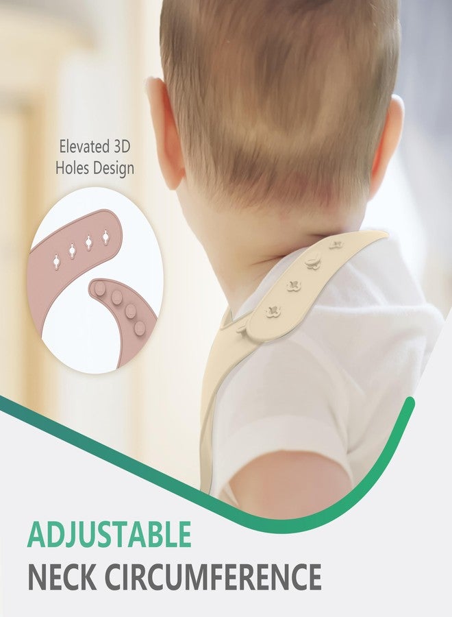 Cuddle Campus Set of 3 Silicone Bibs for Babies & Toddlers,Soft Adjustable Bibs with Pocket Food Catcher for Baby Girl,Boy (Powder Pink) - Image 5