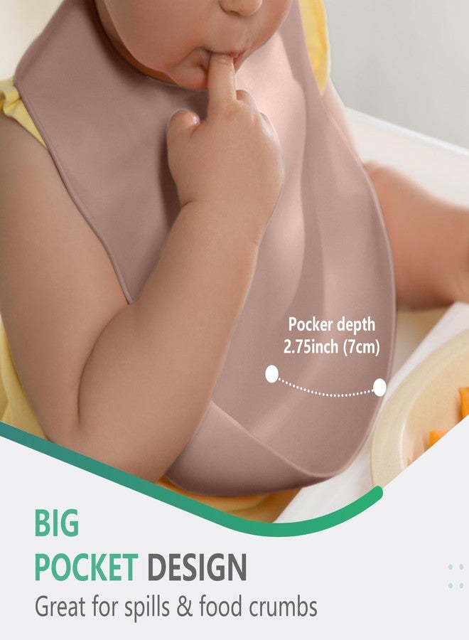 Cuddle Campus Set of 3 Silicone Bibs for Babies & Toddlers,Soft Adjustable Bibs with Pocket Food Catcher for Baby Girl,Boy (Powder Pink) - Image 4