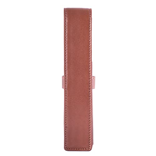 DiLoro Leather Single Pen Case Pencil Pouch Holder for One Fountain Ballpoint Rollerball Pen and Pencil (Bugatti Tan) - Image 4