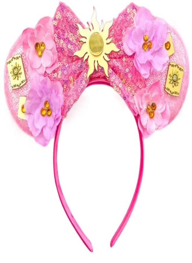 CLGIFT Princess Minnie Ears,Pick your color, Flower Minnie Ears, Floral minnie ears, Purple Sparkle Mouse Ears (Pink Rap)