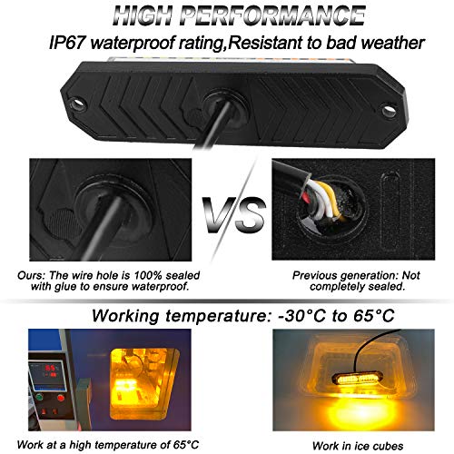 ASPL 8pcs Sync Feature Ultra Slim 12-LED Surface Mount Flashing Strobe Lights for Truck Car Vehicle LED Mini Grille Light Head Emergency Beacon Hazard Warning lights (Amber) - Image 3