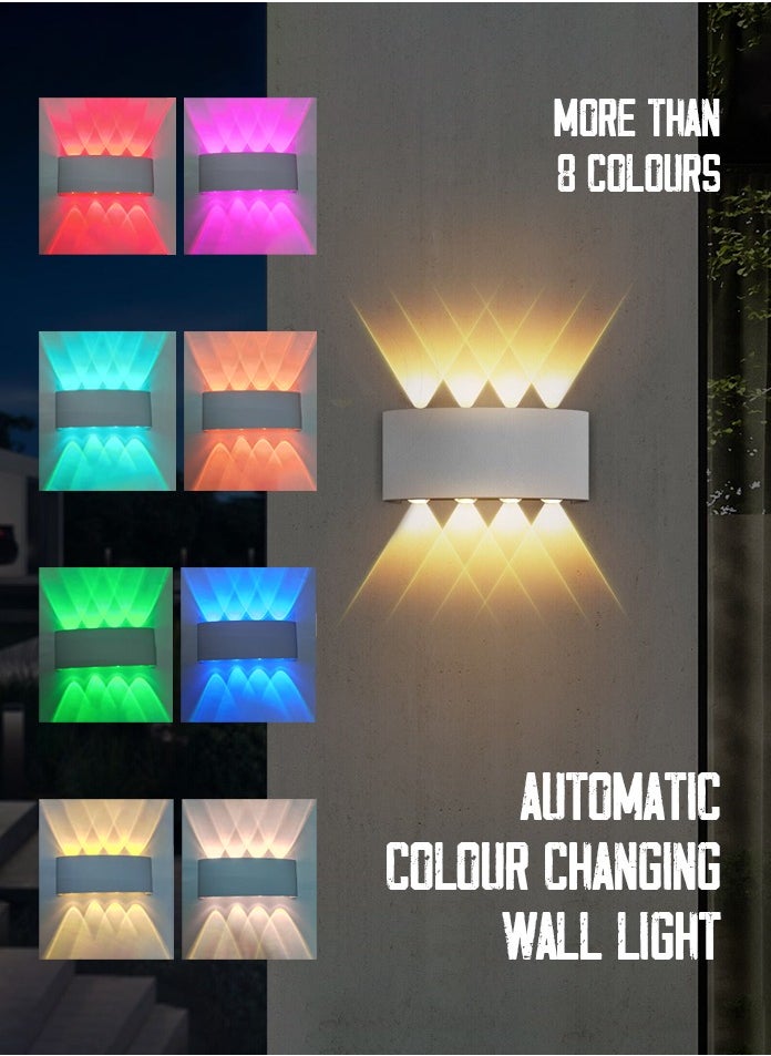 MODI 8*2W Modern LED RGB Multi Color Wall Light , IP65 Waterproof, 1500lm, Up & Down Lighting - White  - Image 3