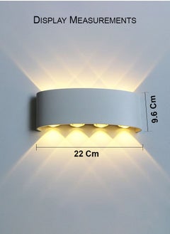 MODI 8*2W Modern LED RGB Multi Color Wall Light , IP65 Waterproof, 1500lm, Up & Down Lighting - White  - Image 2