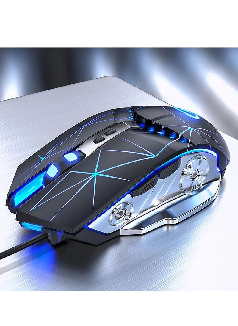 KASTWAVE - ماوس ألعاب USB سلكي بإضاءة خلفية RGB بنقرة صامتة مع 4 نقاط لكل بوصة قابلة للتعديل حتى 3200، فأرة ألعاب بصرية مريحة بقبضة مريحة لأجهزة الكمبيوتر المحمولة وأجهزة الكمبيوتر الشخصية - Image 1