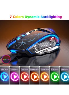 KASTWAVE ماوس ألعاب USB سلكي بإضاءة خلفية RGB بنقرة صامتة مع 4 نقاط لكل بوصة قابلة للتعديل حتى 3200، فأرة ألعاب بصرية مريحة بقبضة مريحة لأجهزة الكمبيوتر المحمولة وأجهزة الكمبيوتر الشخصية  - Image 3
