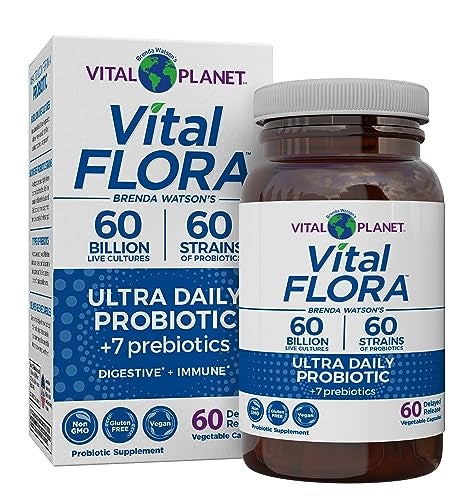 Vital Planet Vital Flora Ultra Daily Probiotic 60 Billion CFU Diverse Strains Organic Prebiotics Immune Support Bloating Relief Digestive Health Probiotics for Women and Men 60 Capsules - Image 2