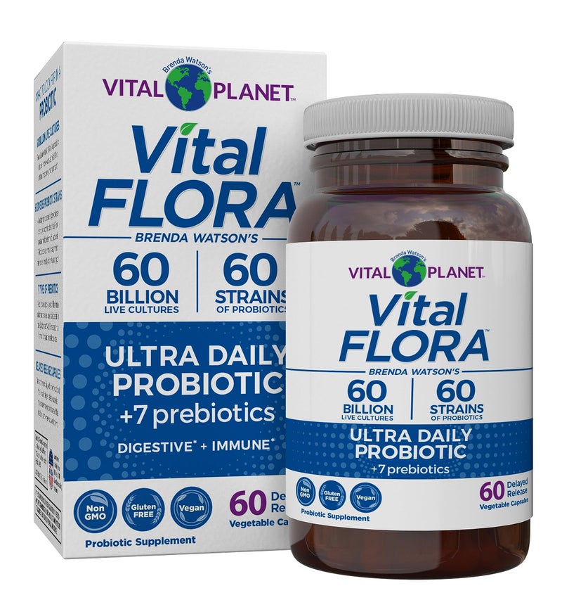 Vital Planet Vital Flora Ultra Daily Probiotic 60 Billion CFU Diverse Strains Organic Prebiotics Immune Support Bloating Relief Digestive Health Probiotics for Women and Men 60 Capsules - Image 3