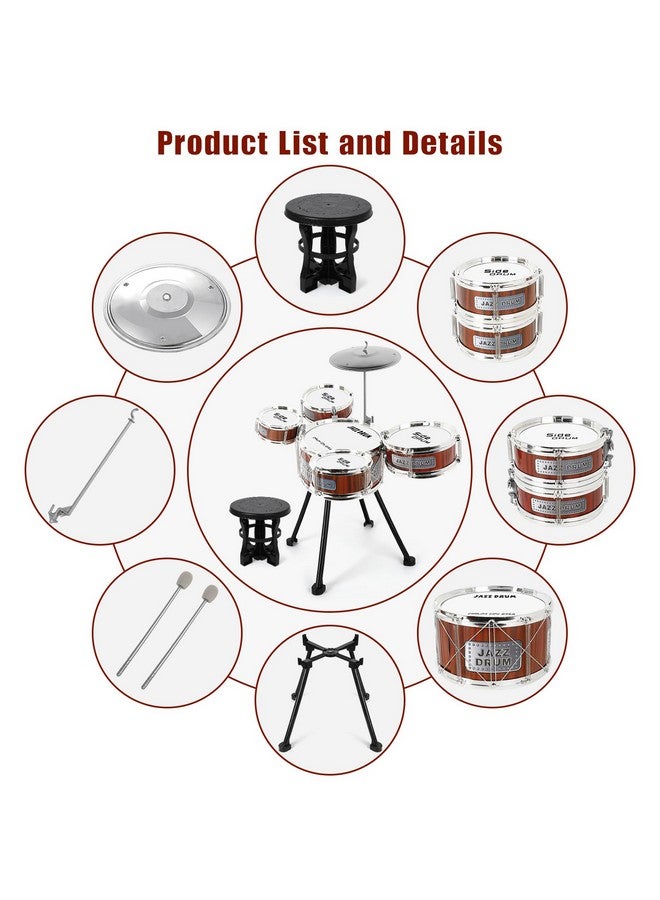 M SANMERSEN طقم طبول الأطفال M SANMERSEN طقم طبول جاز 8 قطع للأطفال أدوات موسيقية تعليمية لعبة طبول مجموعة هدايا عيد الميلاد للأولاد والبنات - أحمر - Image 4