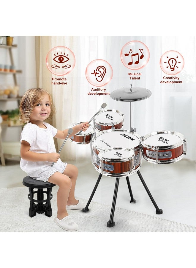 M SANMERSEN طقم طبول الأطفال M SANMERSEN طقم طبول جاز 8 قطع للأطفال أدوات موسيقية تعليمية لعبة طبول مجموعة هدايا عيد الميلاد للأولاد والبنات - أحمر - Image 5
