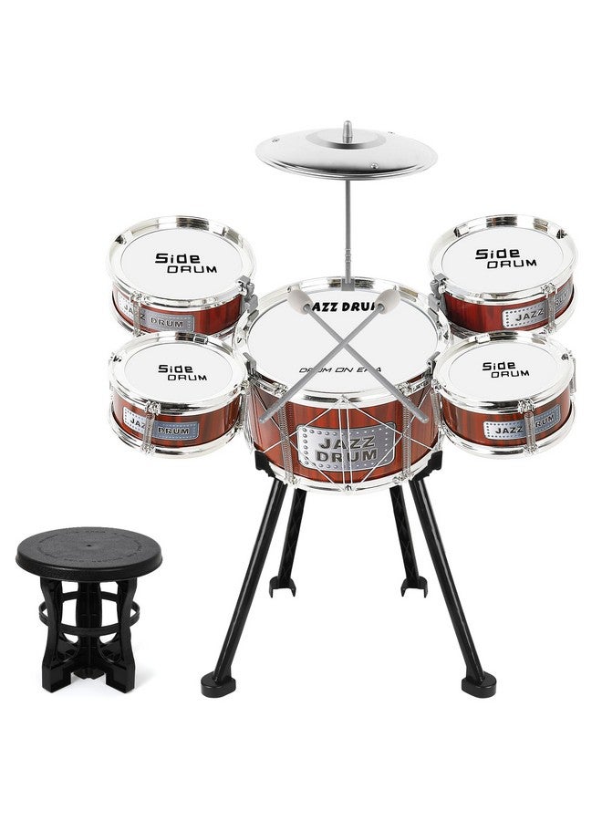 M SANMERSEN طقم طبول الأطفال M SANMERSEN طقم طبول جاز 8 قطع للأطفال أدوات موسيقية تعليمية لعبة طبول مجموعة هدايا عيد الميلاد للأولاد والبنات - أحمر - Image 1