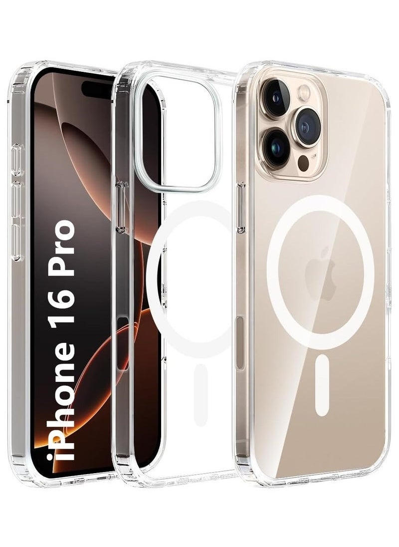Case Cover for iPhone 16 Pro 6.3 inch, Compatible with MagSafe, Scratch-Resistant Back, Anti-Scratch Clear Back Magnetic Phone Cover