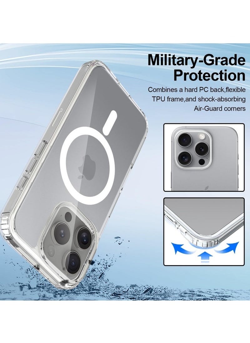 Case Cover for iPhone 16 Pro 6.3 inch, Compatible with MagSafe, Scratch-Resistant Back, Anti-Scratch Clear Back Magnetic Phone Cover