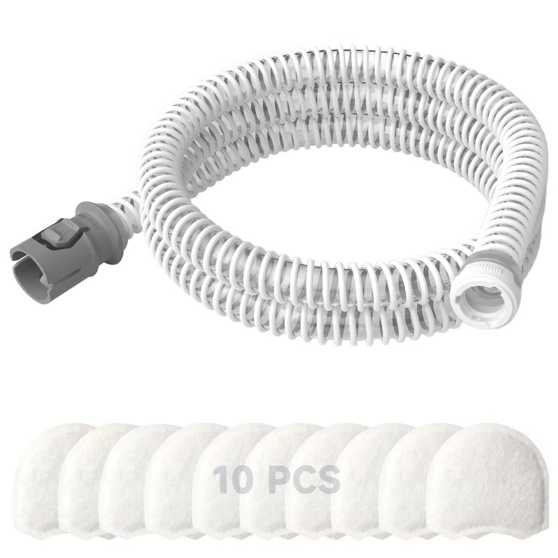 RespWave Replacement CPAP Tubing for ResMed AirMini Tube & 10-Pack Airmini Supplies Filters Combo, as Flexible as OEM | Compatible with ResMed Airmini CPAP Machine & P10 Nasal Pillows & N20 & N30 Nasal Masks - Image 1