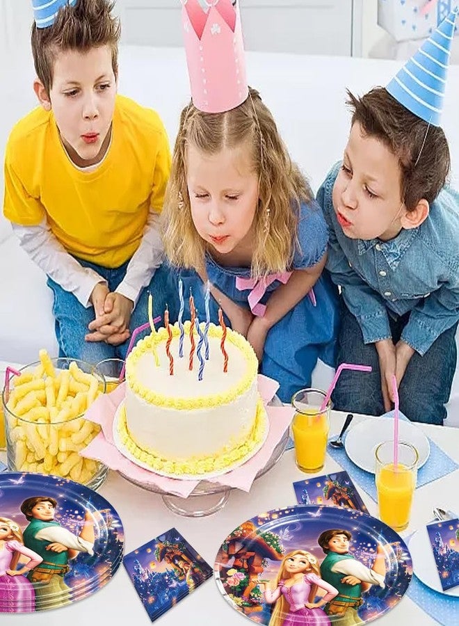 Omto 40Pcs Rapunzel Party Supplies include 20 plates, 20 napkins for the Rapunzel birthday party Decoration - Image 5