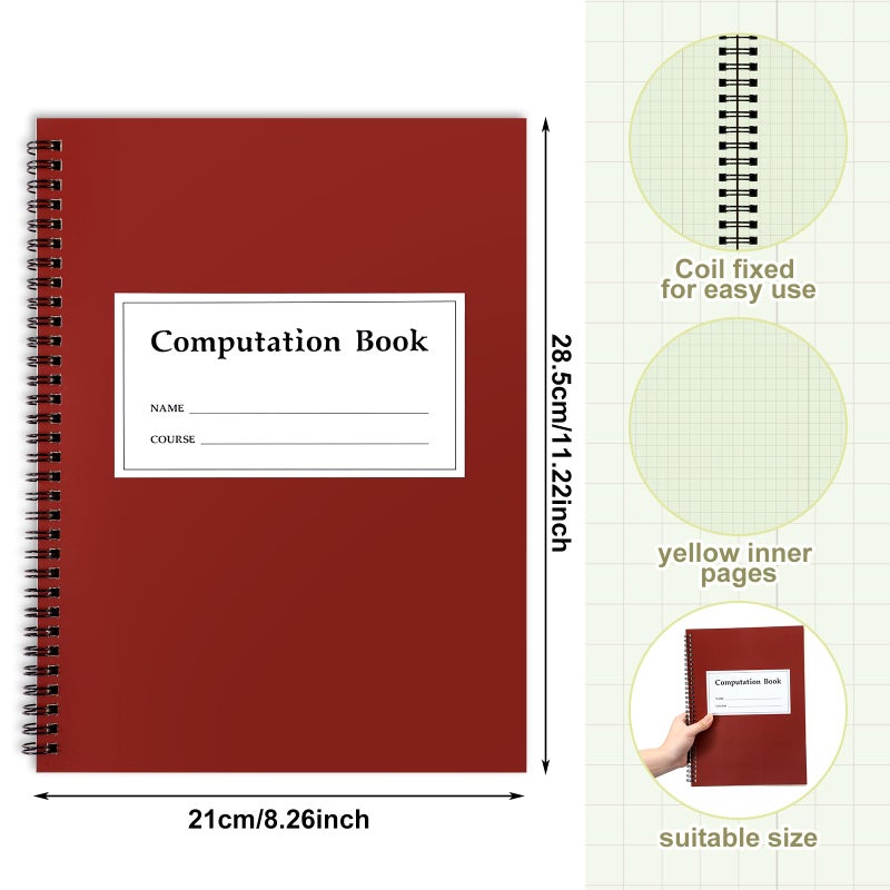 Fuyoooo 2 Pcs Computation Notebook Engineering Notebook for Drawings, Drafting, Planning, Engineering and Technical Applications, 4x4 Quad Ruled, 76 Sheets, 11-1/4" x 9-1/4" (Yellow) - Image 2