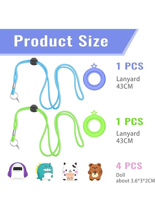 Pack of 2 AirTag Chain Children, Child-Friendly AirTag Necklace, Comfortable and Adjustable Silicone Case, for Apple AirTag GPS Tracker, for Everyday Use, Blue and Green - Image 2