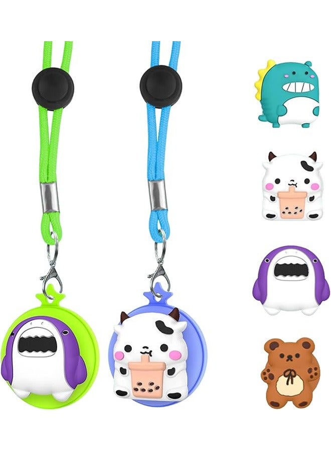 Pack of 2 AirTag Chain Children, Child-Friendly AirTag Necklace, Comfortable and Adjustable Silicone Case, for Apple AirTag GPS Tracker, for Everyday Use, Blue and Green - Image 1