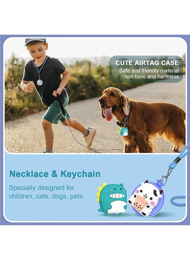 Pack of 2 AirTag Chain Children, Child-Friendly AirTag Necklace, Comfortable and Adjustable Silicone Case, for Apple AirTag GPS Tracker, for Everyday Use, Blue and Green - Image 5