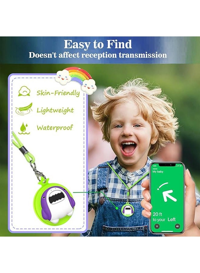 Pack of 2 AirTag Chain Children, Child-Friendly AirTag Necklace, Comfortable and Adjustable Silicone Case, for Apple AirTag GPS Tracker, for Everyday Use, Blue and Green - Image 4