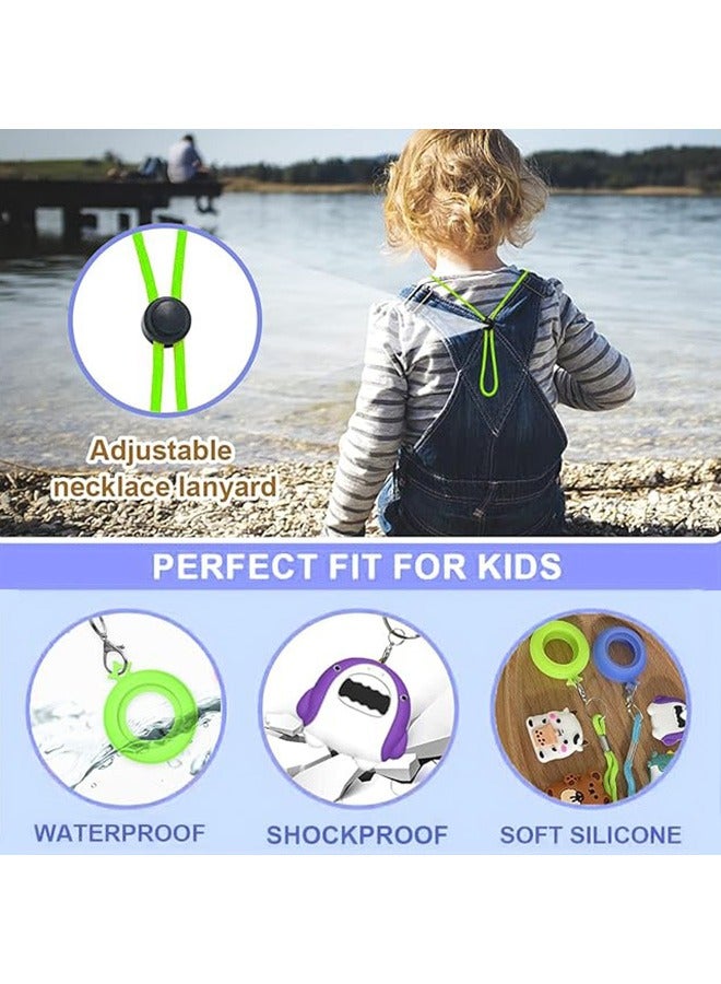 Pack of 2 AirTag Chain Children, Child-Friendly AirTag Necklace, Comfortable and Adjustable Silicone Case, for Apple AirTag GPS Tracker, for Everyday Use, Blue and Green - Image 3