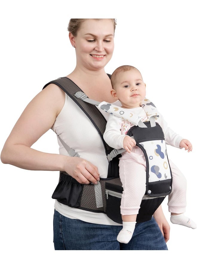 fisca Baby Carrier with Hip Seat for Newborn to Toddler, 6-in-1 Ergonomic Infant Carrier - Image 1