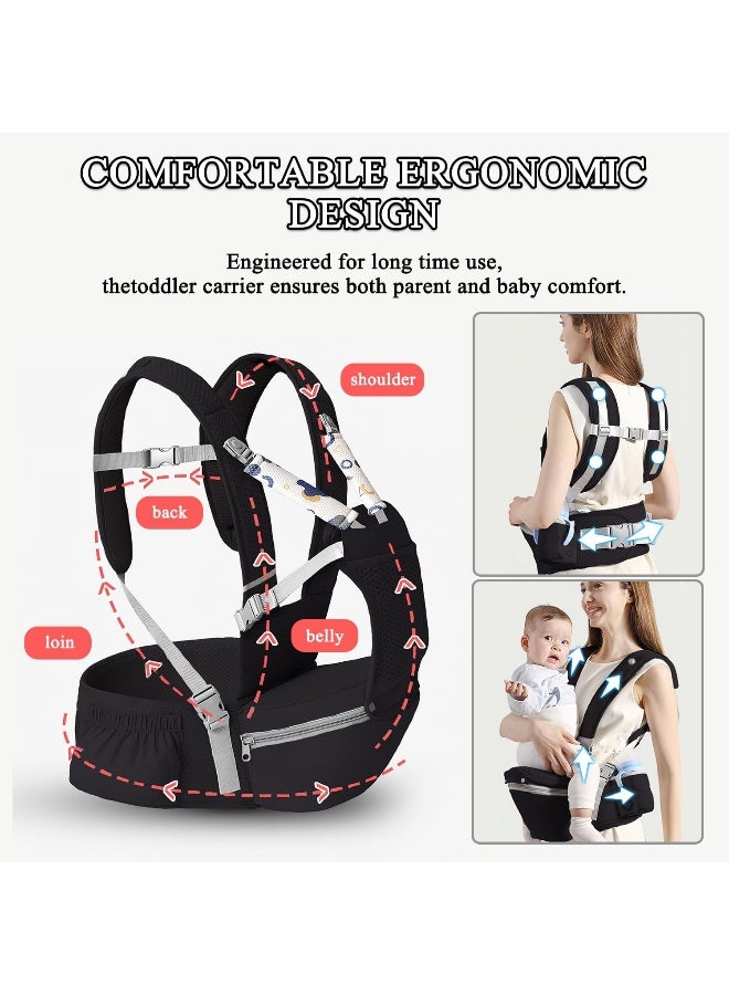 fisca Baby Carrier with Hip Seat for Newborn to Toddler, 6-in-1 Ergonomic Infant Carrier - Image 3