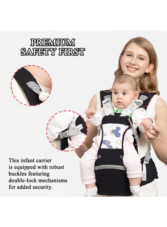 fisca Baby Carrier with Hip Seat for Newborn to Toddler, 6-in-1 Ergonomic Infant Carrier - Image 4