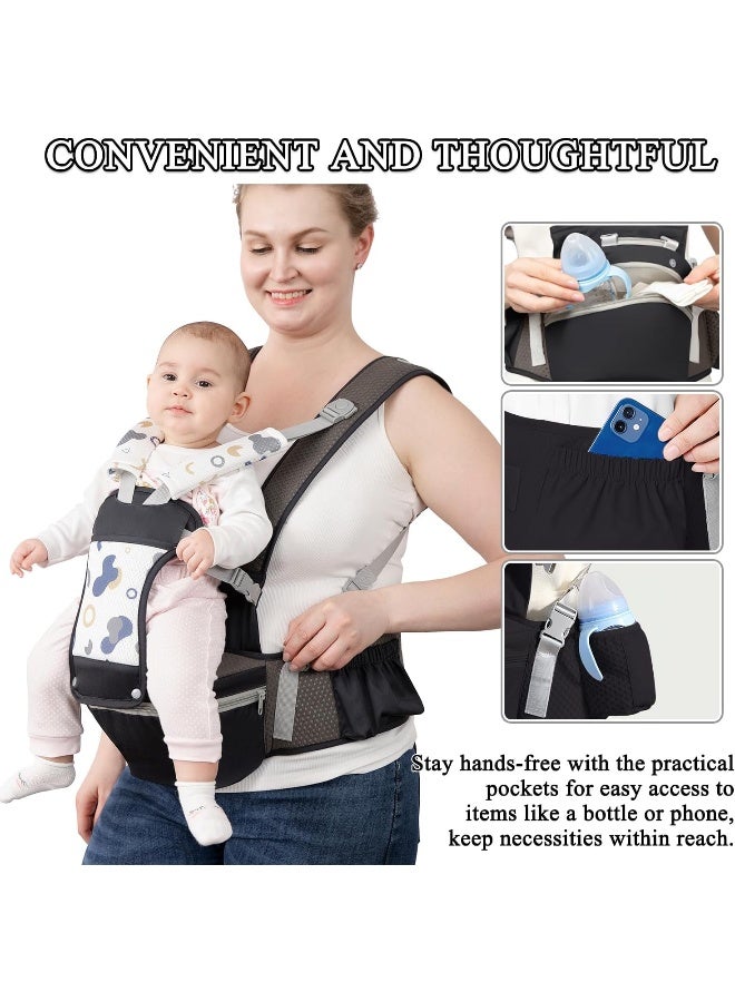 fisca Baby Carrier with Hip Seat for Newborn to Toddler, 6-in-1 Ergonomic Infant Carrier - Image 5