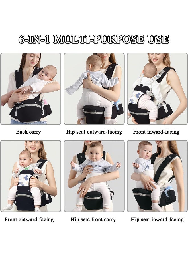 fisca Baby Carrier with Hip Seat for Newborn to Toddler, 6-in-1 Ergonomic Infant Carrier - Image 2