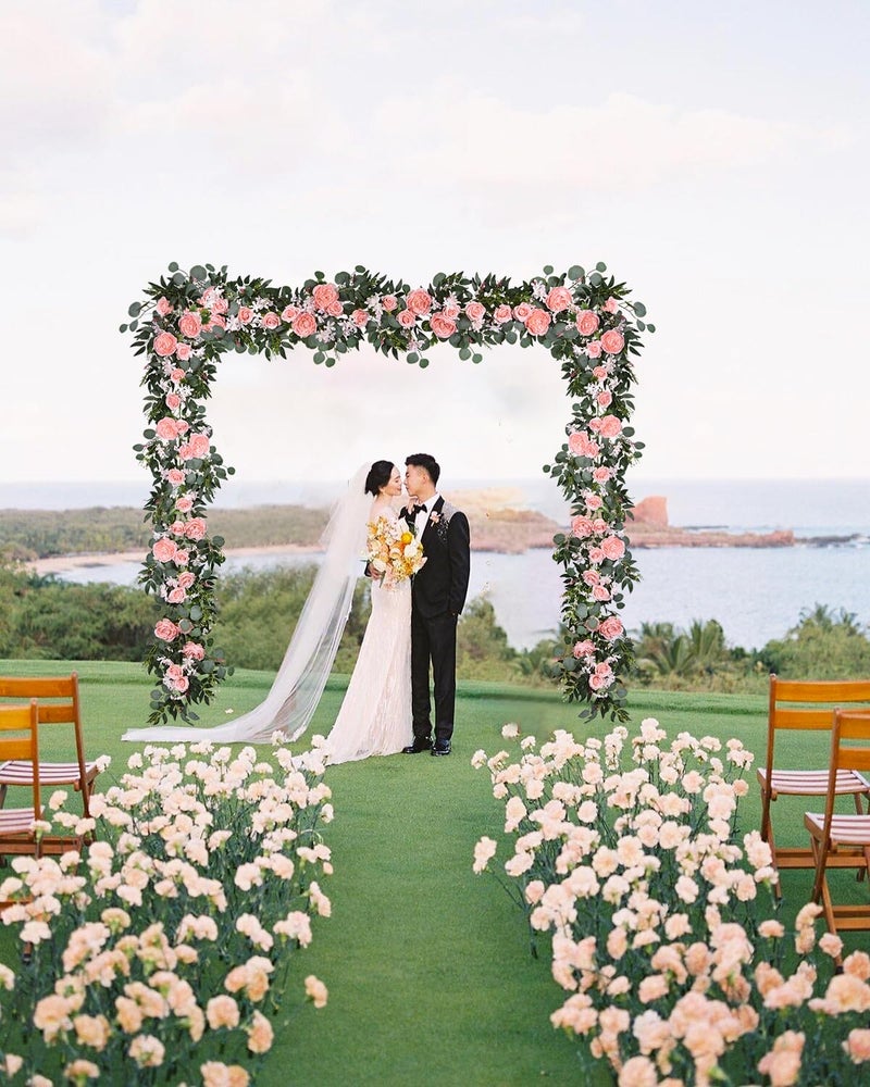 Lvydec 2 Pack Artificial Peony Flower Garland - 6ft Silk Peony Vine Willow Leaves and Eucalyptus Garland White Arch Flower Vine for Wedding Party Table Decoration (Pink) - Image 5