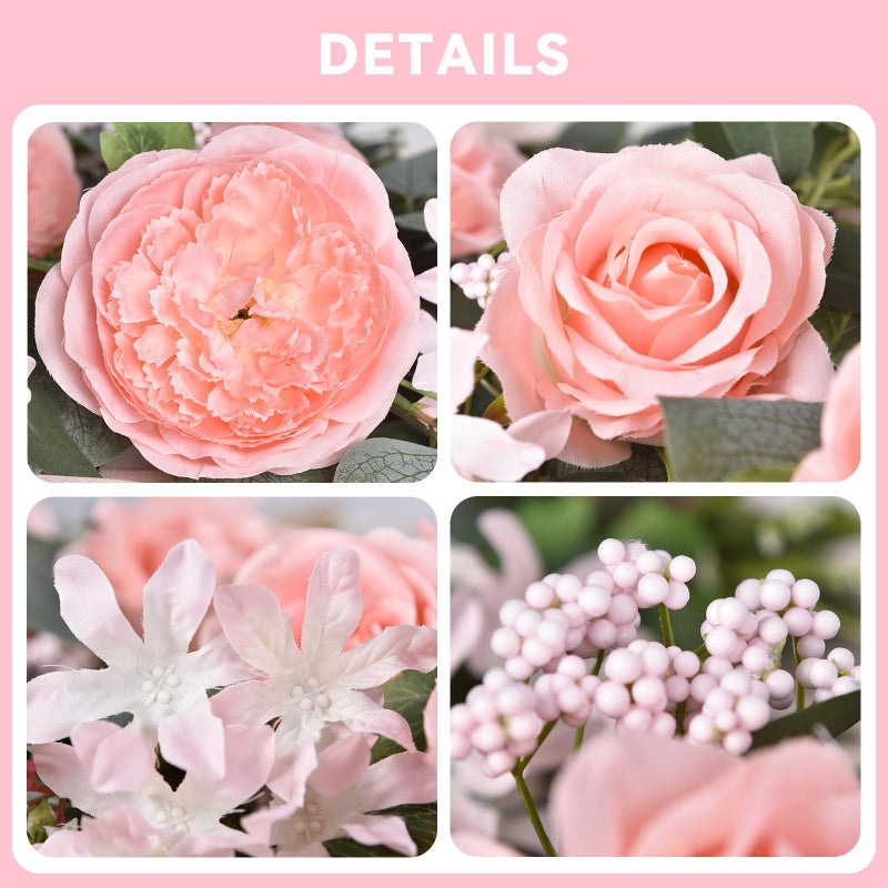 Lvydec 2 Pack Artificial Peony Flower Garland - 6ft Silk Peony Vine Willow Leaves and Eucalyptus Garland White Arch Flower Vine for Wedding Party Table Decoration (Pink) - Image 3