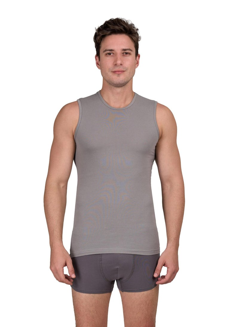 DICE Men's Sleeveless Athletic Cotton Stretch Undershirt, Crew Neck - Image 1