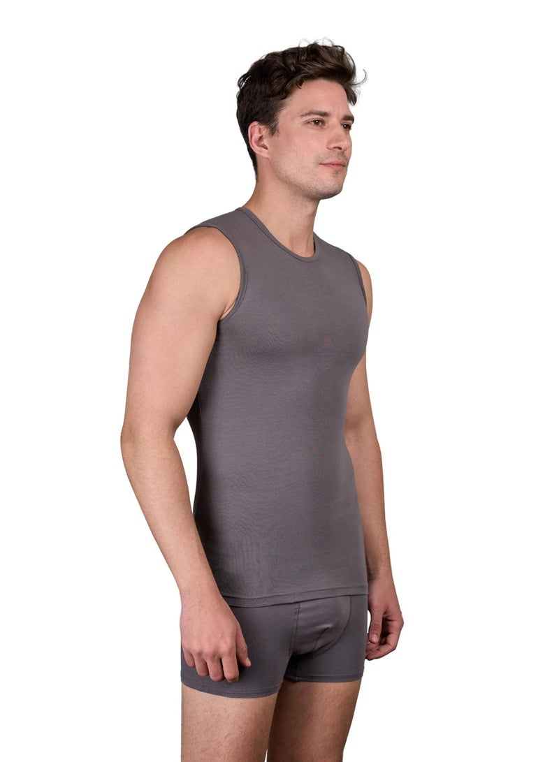 DICE Men's Sleeveless Athletic Cotton Stretch Undershirt, Crew Neck - Image 2