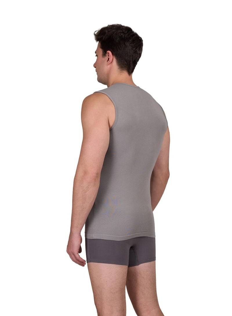 DICE Men's Sleeveless Athletic Cotton Stretch Undershirt, Crew Neck - Image 3