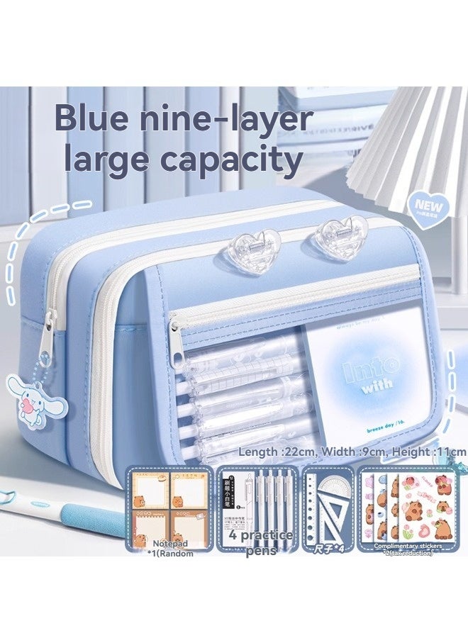 بيوينتي مجموعة هدية لوازم مدرسية لطيفة ، قضية قلم رصاص كبيرة السعة كيس قلم رصاص مع ملاحظات لاصقة مطبوعة لطيفة ، حاكم ، لوحة ملاحظات ، أقلام للطلاب - Image 1