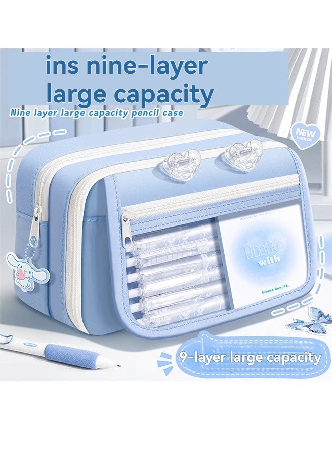 بيوينتي مجموعة هدية لوازم مدرسية لطيفة ، قضية قلم رصاص كبيرة السعة كيس قلم رصاص مع ملاحظات لاصقة مطبوعة لطيفة ، حاكم ، لوحة ملاحظات ، أقلام للطلاب - Image 2