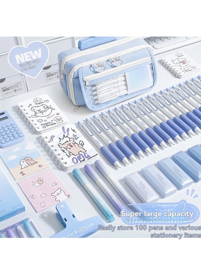 بيوينتي مجموعة هدية لوازم مدرسية لطيفة ، قضية قلم رصاص كبيرة السعة كيس قلم رصاص مع ملاحظات لاصقة مطبوعة لطيفة ، حاكم ، لوحة ملاحظات ، أقلام للطلاب - Image 4