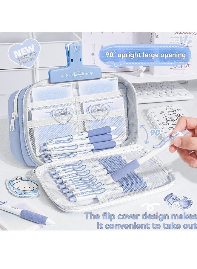 بيوينتي مجموعة هدية لوازم مدرسية لطيفة ، قضية قلم رصاص كبيرة السعة كيس قلم رصاص مع ملاحظات لاصقة مطبوعة لطيفة ، حاكم ، لوحة ملاحظات ، أقلام للطلاب - Image 3