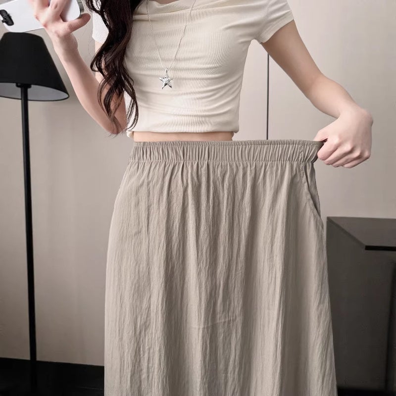 Women's Casual A-Line Pleated Midi Skirt with Elastic Waist - Image 4