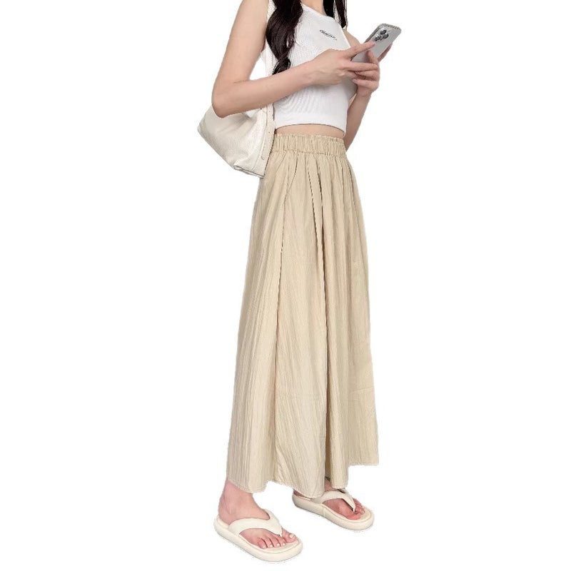 Women's Casual A-Line Pleated Midi Skirt with Elastic Waist - Image 5
