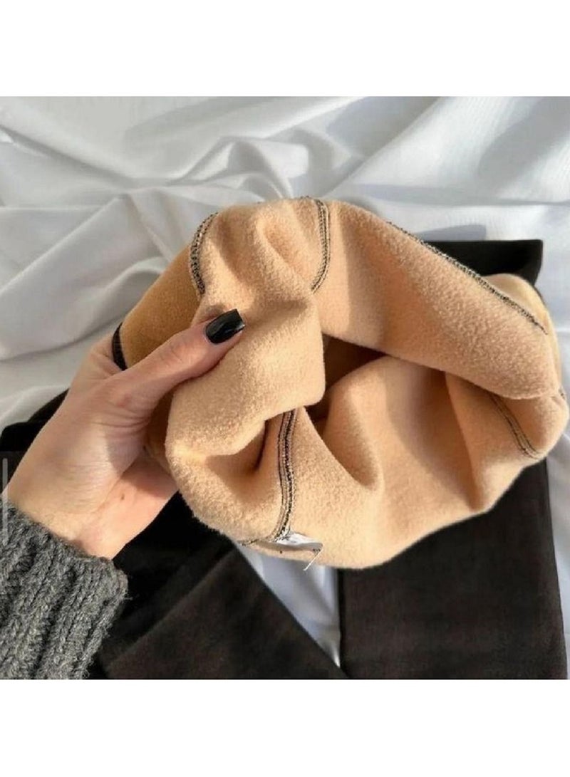 Thermal Tights for Women Fleece Lined Fake Translucent Pantyhose Magic Double Lined Stretch Thermal Fleece Tights Black Full Foot Size L - Image 3