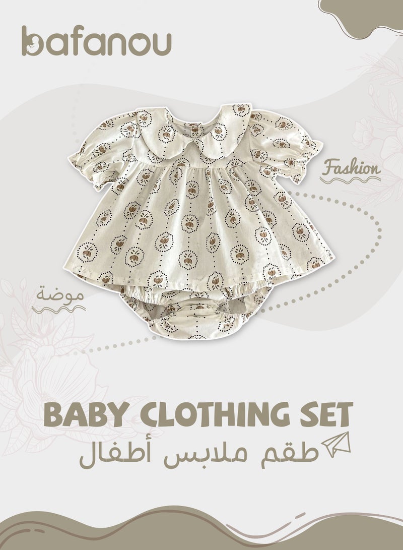 Bafanou Bafanou Baby 100% Cotton Clothing Sets Infant 2Pcs Casual Top 0-3Y Newborn Printed Floral Shirt  - Image 1