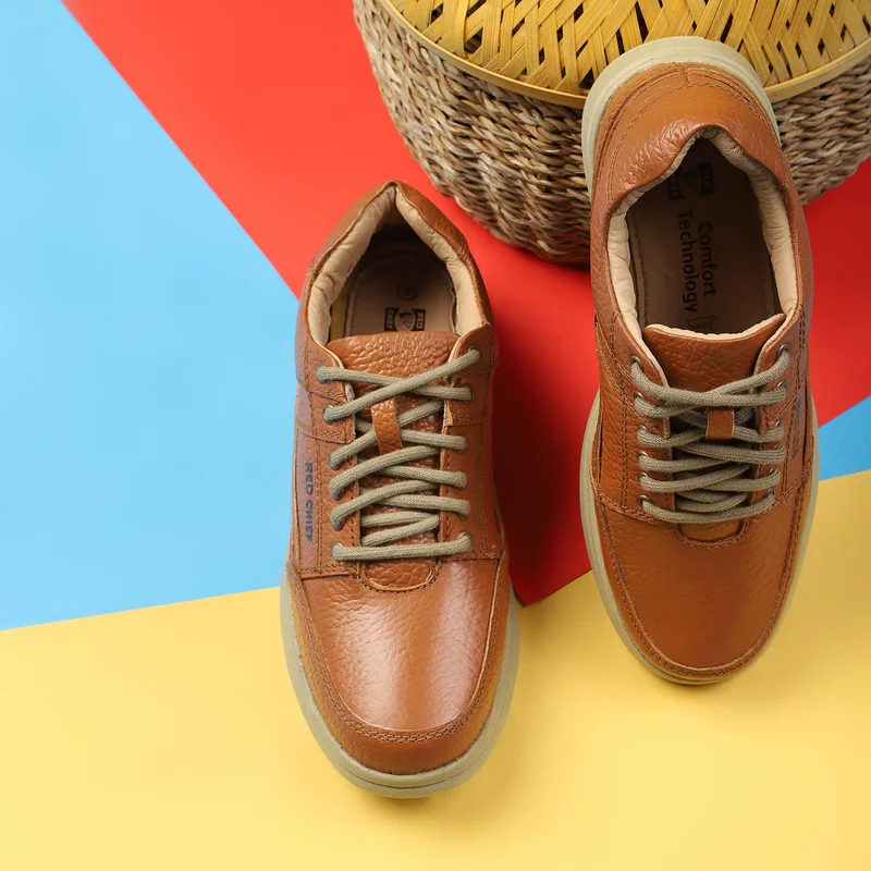 Red Chief Comfortable Genuine Leather Sneaker For Men | Rc3488 Tan