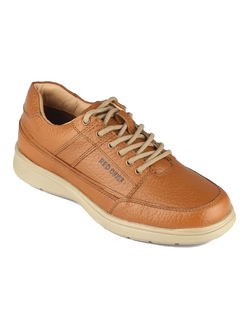 Red Chief Comfortable Genuine Leather Sneaker For Men | Rc3488 Tan