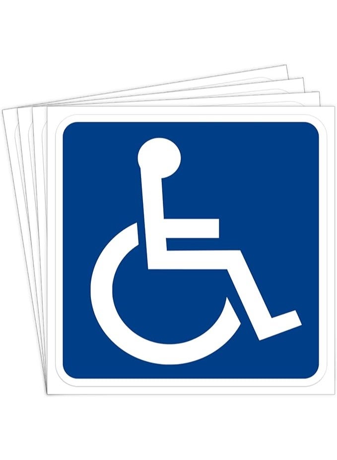 RYN Wheelchair Sign Handicapped Disabled Self Adhesive Vinyl Decal Sticker Pack of 4 Pcs - Image 1