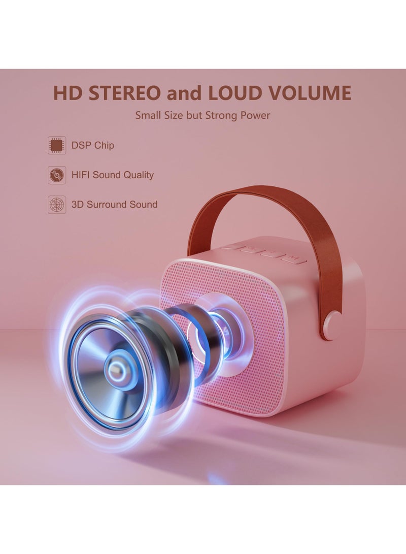 Kids Karaoke Machine with Wireless Microphone, Bluetooth Speaker, Rechargeable Music Player for 4-10 Year Olds (Pink) - Image 2