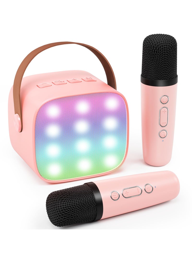 Kids Karaoke Machine with Wireless Microphone, Bluetooth Speaker, Rechargeable Music Player for 4-10 Year Olds (Pink) - Image 1